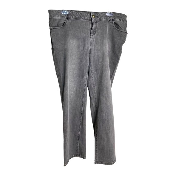 Simply Vera Wang Womens Grey Cotton Jeans with Zipper Pockets Size 16P Steampunk - Picture 1 of 10